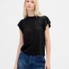 Tricou cu mâneci fluturate din amestec de in
