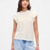 Tricou cu mâneci fluturate din amestec de in
