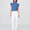 Tricou cu mâneci fluturate din amestec de in Tricou cu mâneci fluturate din amestec de in