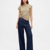 Tricou cu mâneci fluturate din amestec de in Tricou cu mâneci fluturate din amestec de in