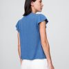 Tricou cu mâneci fluturate din amestec de in Tricou cu mâneci fluturate din amestec de in