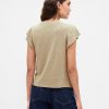 Tricou cu mâneci fluturate din amestec de in Tricou cu mâneci fluturate din amestec de in