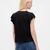 Tricou cu mâneci fluturate din amestec de in
