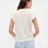Tricou cu mâneci fluturate din amestec de in