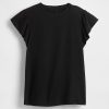 Tricou cu mâneci fluturate din amestec de in