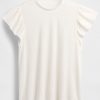 Tricou cu mâneci fluturate din amestec de in