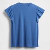 Tricou cu mâneci fluturate din amestec de in Tricou cu mâneci fluturate din amestec de in