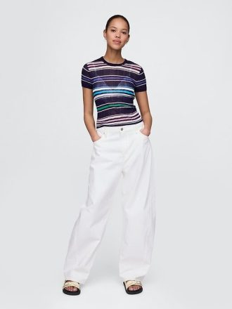 Tricou cu pulover cu coaste transparente