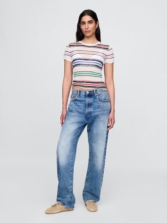Tricou cu pulover cu coaste transparente