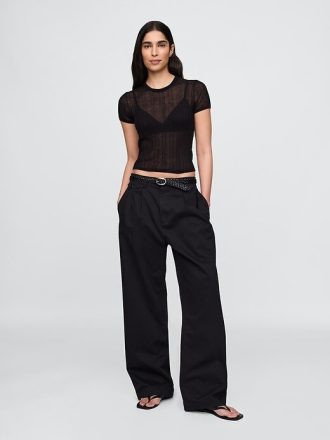 Tricou cu pulover cu coaste transparente