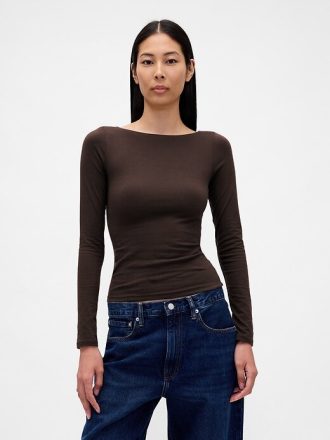 Tricou cu spate deschis din jerseu din tricot