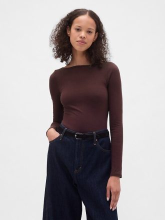 Tricou cu spate deschis din jerseu din tricot