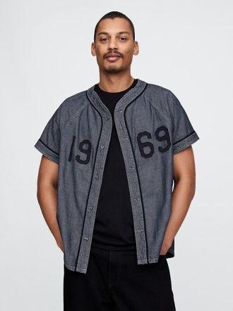 Tricou de baseball cu logo din denim 1969