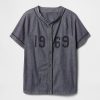 Tricou de baseball cu logo din denim 1969 Tricou de baseball cu logo din denim 1969