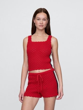 Tricou decupat croșetat din bumbac 100%
