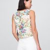 Tricou din denim cu ochiuri florale