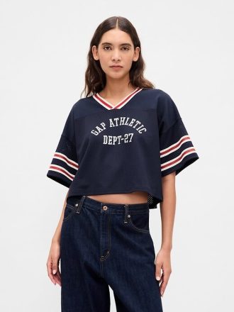Tricou din jerseu crop din bumbac organic