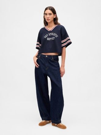 Tricou din jerseu crop din bumbac organic