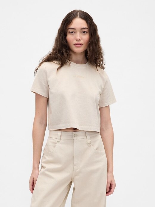 Tricou grafic Gap × BÉIS din bumbac organic VintageSoft Crop Tricou grafic Gap × BÉIS din bumbac organic VintageSoft Crop