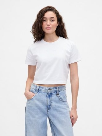 Tricou grafic Gap × BÉIS din bumbac organic VintageSoft Crop