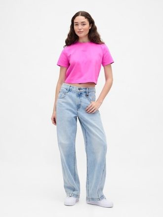 Tricou grafic Gap × BÉIS din bumbac organic VintageSoft Crop