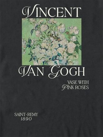 Tricou grafic supradimensionat Van Gogh Pink Roses