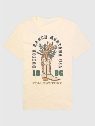 Tricou grafic Yellowstone Flower Boot Cowboy