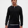 Tricou Henley din tricot dublu Tricou Henley din tricot dublu