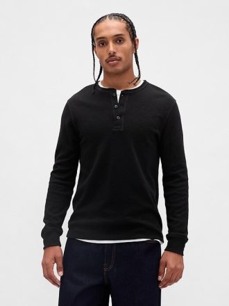 Tricou Henley din tricot dublu