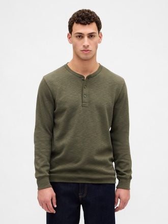 Tricou Henley din tricot dublu