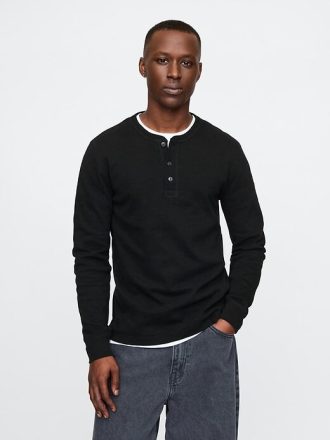 Tricou Henley din tricot dublu