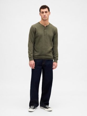 Tricou Henley din tricot dublu