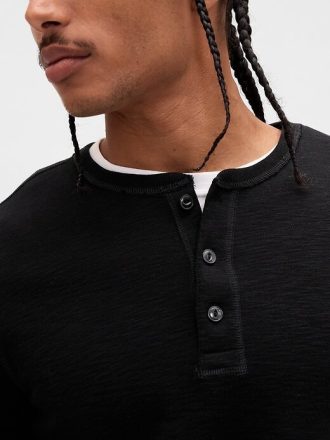 Tricou Henley din tricot dublu
