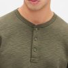 Tricou Henley din tricot dublu Tricou Henley din tricot dublu