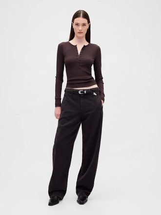 Tricou modern Rib Henley