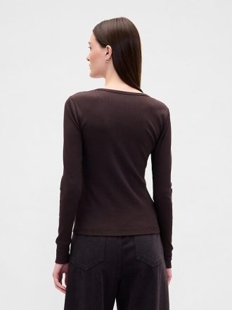 Tricou modern Rib Henley