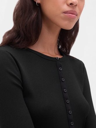 Tricou modern Rib Henley