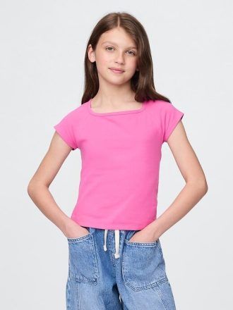 Tricou pentru copii cu gât pătrat