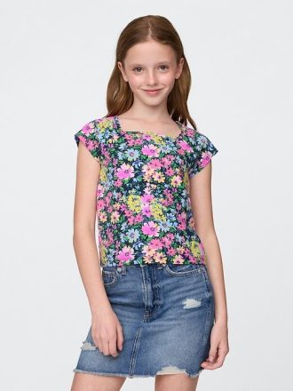 Tricou pentru copii cu gât pătrat