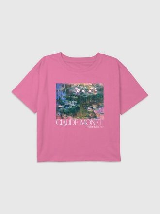 Tricou pentru copii Monet Garden Painting Graphic Boxy Crop