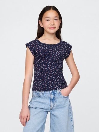 Tricou Pointelle cu dantelă pentru copii