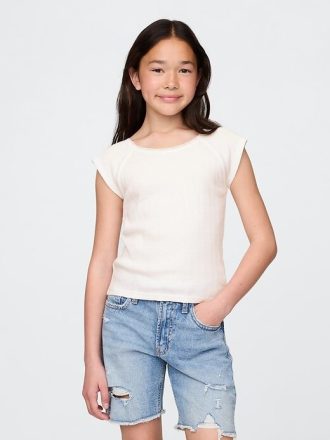 Tricou Pointelle cu dantelă pentru copii