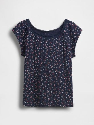 Tricou Pointelle cu dantelă pentru copii