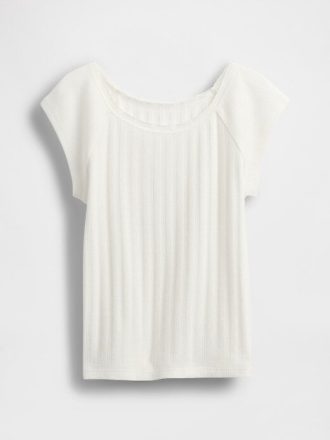Tricou Pointelle cu dantelă pentru copii