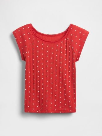 Tricou Pointelle cu dantelă pentru copii