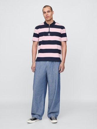 Tricou polo cu dungi Gap × Malbon Logo