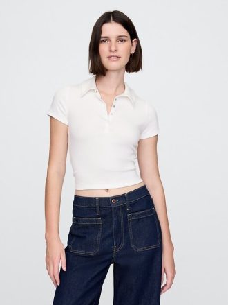 Tricou polo modern cu coaste