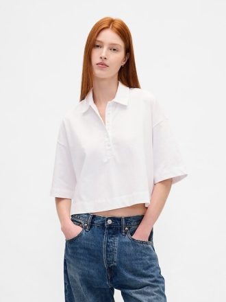 Tricou polo VintageSoft Heavyweight Crop din bumbac organic