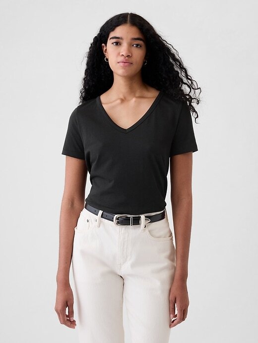 Tricou VintageSoft cu decolteu în V din bumbac organic Tricou VintageSoft cu decolteu în V din bumbac organic