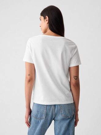 Tricou VintageSoft cu decolteu în V din bumbac organic